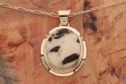 Genuine White Buffalo Turquoise Sterling Silver Pendant
